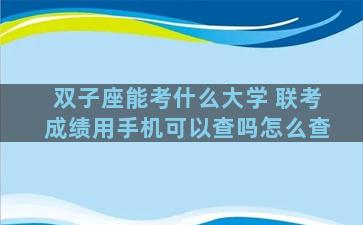 双子座能考什么大学 联考成绩用手机可以查吗怎么查